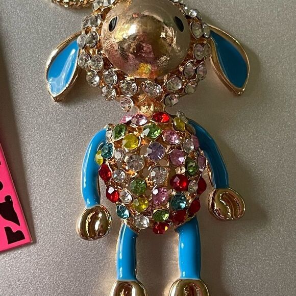 Cute Mix Color Crystal Blue Enamel Sheep Pendant  Necklace NWOT - Picture 3 of 5